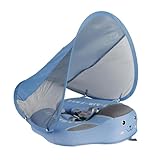 Stibtmr Schwimmhilfe für Babys von 3 bis 24 Monaten, mit Sonnenblende, Schwimmhilfe mit Sonnendach, UPF 50+, verstellbar, Poolzubehör mit abnehmbarer Sicherheitsschnalle