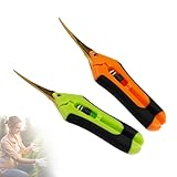 CXRYLZ-FUR 2 Stücke Gartenschere mit Gebogenen Titanbeschichteten Klingen, Ernteschere, Rosenschere, Bonsai Schere, Pflanzschere, Klein Blumenschere für Baumzweige, Blumen, Früchte