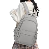 Rucksack Damen Schulmädchen,Casual Travel Daypack,14-Zoll-Laptop-Rucksack für Mädchen im Teenageralter,wasserdichter College-Rucksack,leichte Büchertasche Herren Schultasche Arbeitstasche,Grau