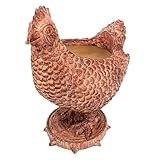 Fycakly übertopf Niedliches Tier im Topf,Hühnerförmige Blumentöpfe,Hahn-Ständer,Party-Zubehör,Kunstharz,Sukkulenten-Töpfe für drinnen und draußen,Garten,Terrasse (Khaki,17 5 * 15 * 10cm)