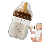 Generisch Month Plus Thermobeständige Anti-Kolik-Babyflasche – Brustähnlicher Sauger Mit Langsamem Durchfluss, 14 X 7,5 Cm | Milchflasche Mit Temperaturkontrolle First Choice Plus | Bequeme Füt