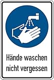 Dreifke® Aufkleber Kombischild, Hände waschen nicht vergessen Folie selbstklebend 100x150mm