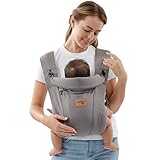 vrbabies Babytrage für Neugeborene ab Geburt Extra Weich, Bauchtrage Baby-Tragetasche Ergonomisch(Dunkelgrau - ohne Gürtel)