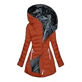 Ybing Wintermantel Damen Warm Gefüttert Steppjacke Elegant Damenmantel Winter Langarm Parka Jacke mit Kapuze Einfarbig Winterparka Mantel mit Reißverschluss Bequemes Sportjacke Winddicht Outdoorjacke