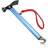 com-four® Hammer aus Aluminium mit Schlaufe - Camping-Hammer mit Heringzieher - Zelt-Hammer mit Handschlaufe - Hering-Hammer Camping- und Outdoorzubehör (Zelt-Hammer Aluminium - 1 Stück)