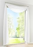 Yaland Voile Transparenter Freihandbogen einfarbig Uni Querbehang Wohnzimmer Gardinenschals (BxH 140x300, weiß) 1 Stück