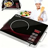 Viugreum 3500W Cerankochfeld, Touch Steuerung Kochfelder, 4 Modi 9 Stufen Tragbar Kochfeld mit Stecker, 1 Platte Ceranfeld, 1 Minute-3 Stunden Timer Herdplatte, Glaskeramikkochfel für alle Töpfe