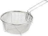 Space Home - Frittierkorb mit klappbarem Griff und Pfannenhaken - Runder Fritteusenkorb - Edelstahl - 19,5 cm