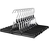 SONGMICS Hosenbügel 10 Stück aus Metall - Hosenspanner Rockbügel Kleiderbügel Klemmbügel Rockspanner um 360°drehbarer Haken für Röcke, Hosen Schwarz CRI07B-10