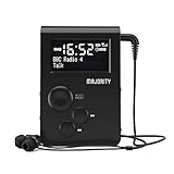 Majority Petersfield-Go tragbares DAB/DAB+ / UKW Digital-Radio mit ansteckbarem Design, Clip-On, superleicht, zum Sport, Jogging, Laufen, für die Hosentasche, mit 10-12 Stunden Wiedergabe - schwarz