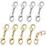 8 Stück kettenverschluss Armbandverlängerung, Doppelter Karabinerverschluss Ersatz 2,5 X 0,8 cm Werkzeuge für DIY Schmuck Armbänder Halsketten(Silber,Gold)