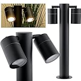 LUMILED Pollerleuchte Außenstehleuchte Stehlampe Außenleuchte Spot Wegeleuchte Gartenleuchte Edelstahl Wegelampe Stromsäule 45cm IP44 spritzwasserdicht schwarz 2x GU10 Fassung verstellbar