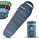 NORDMUT® Schlafsack 3-Jahreszeiten [300 GSM] Ultraleicht & kompakt | Schlafsack Outdoor | Sleeping Bag kombinierbar | Mumienschlafsack [1600g] ideal für Outdoor, Camping, Trekking und Reisen