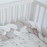 LOVEXIN Geflochtener Kopfschutz für Babybett, geflochtenes Kissen, geknotet, 4 Farben, weich, bequem, für Babybett, geflochtene Bettschlange, Babybett, geflochten, A14, 200 cm