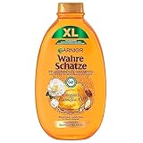 Garnier Öl-Shampoo gegen trockenes und glanzloses Haar, XL Format, Pflegendes Haarshampoo mit Camelia- und Argan-Öl, Für mehr Glanz und Geschmeidigkeit, Wahre Schätze, 1 x 600 ml