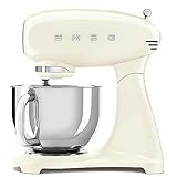 Smeg, SMF03CREU Küchenmaschine, 10 Geschwindigkeitsstufen, Planetenrührwerk, Sicherheitsabschaltung, 2 Rührbesen, Kugelgriff aus Edelstahl, 800 W, Creme