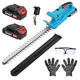 Heckenschere Akku Profi Hecken, Elektro Akku Heckenschere 50cm Schnittlänge, mit 2 Akkus & Ladegerät, 17 mm Zahnabstand, Dual Schnittklingen, Inkl Handschuhe, Schutzhülle, für Hecken und Strauch