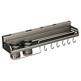 Topfpfannenregal – Wandhalterungs-Organizer, Hängeregal mit Haken, Topfhalter für Küche, Metall-Kochgeschirr-Aufbewahrung, Utensilien und Handtuch, platzsparendes Design