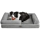 Feandrea Orthopädisches Hundebett, Hundekissen, Hundekorb, weiche Polsterung, Hundesofa, erhöhte Ränder, Bezug abnehmbar und waschbar, 91 x 71 x 20 cm, rutschfeste Unterseite, hellgrau PGW076G02