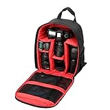 Uooduby Multifunktionaler Kamerarucksack, wasserdichte Outdoor-Kameratasche für Wanderungen, Reisen, Sprots-Rot