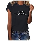 2024 Mama Damen Oberteile Sommer Tshirt Kurzarm Bluse mit Rundhalsausschnitt Bunte Blumen Drucken T-Shirt Tee Tops Pullover Teenager Mädchen Pulli Tunika Shirt Freizeit T Shirts Longbluse für Frauen