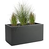 Pflanzwerk Pflanzkübel TUB Anthrazit 30x60x30cm XXL – Rechteckig – Großer Fiberglas Blumenkübel für außen und innen - Frostbeständig - UV-Schutz - Markenqualität