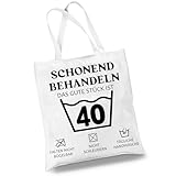 Geschenk 40 Geburtstag Frau Baumwollbeutel, Lustige Geschenk 40 Geburtstag Frauen Manner, Stofftasche Shopper Bag Yoga Picknick Taschen - SCHONEND BEHANDELN 40. Geburtstag