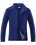 33,000ft Damen Fleecejacke mit Durchgehendem Reißverschluss Stehkragen Damen Leichte Fleece Jacke Antistatische Outdoor Damenjacke für Wandern und Freizeit（Navy blau,42）