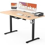 Flamaker Höhenverstellbarer Schreibtisch Ganze Tischplatte 120 x 60 cm Schreibtisch Höhenverstellbar Elektrisch mit 4 Memory-Steuerung und Häkchen und 360° Rollen (Beige+Schwarz)