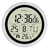Technoline WT3005 Digitale Badezimmer-Funkwanduhr, Kuststoff, Silber, Ø 147 x 79 mm