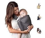 Babytrage mit Ringen aus 100 % atmungsaktiver Bio-Baumwolle ohne Verwendung von Spandex, Hüfttasche aus seitlichem Stretchgewebe für eine umhüllende und schützende Wirkung