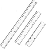 3er Pack Kunststoff Lineal, 15cm 20cm 30cm Lineal Transparent Flexibel Präzision Lineal Messwerkzeug Flexibel Präzision Lineal für Schule Büro Zuhause( 6, 8, 12 Zoll)