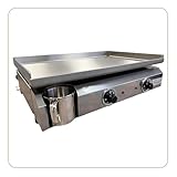 LITTLE BALANCE 8679 Amplitude 60-40, semi-professionelle elektrische Grillplatte, 2 unabhängige Kochzonen, 3000 W, 100% französische Herstellung, komplett aus Edelstahl