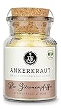 Ankerkraut BIO Zitronenpfeffer, sommerlicher Frische-Kick, 85 g im Korkenglas, spritzige Zitrone mit Pfeffer in Bio-Qualität, für Fleisch Fisch Gemüse zum Kochen