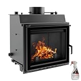 KRATKI Maja Holzkamin mit Warmwasserbereiter Wärmetauscher BImSchV 2 konform 8 kW Wärmewirkungsgrad 80% Stahl und Gusseisen Gerade Verglasung 67 x 60 cm Kaminreiniger
