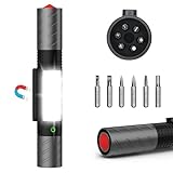 Karrong Taschenlampe LED mit Magnet COB Rot und Blau Blinkend USB C Aufladbar Extrem Hell Zoombar Taktische Taschenlampe mit Akku 7 Modi, Wasserdicht für Outdoor Camping Wandern Notfälle Reparatur