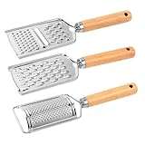 BESTYASH 3 Stück Teiliges Gemüsereibe aus mit Holzgriff Handheld Gemüseschneider für Kartoffeln Karotten Gurken Leicht zu Reinigen Multifunktional Robust und Langlebig