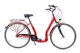 28 Zoll Alu Fahrrad City Bike Shimano 7 Gang Nexus Nabe Tiefeinsteiger Rot