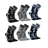 YOYADOY Herren Sportsocken mit fünf Fingern, atmungsaktiv und blasenfrei, bequeme Baumwolle, Lauf-Zehensocken, Outdoor, Wandern, Trekking, Walking, Sportsocken, 6 Paar