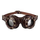 Generisch Vintage Sonnenbrille Motorradbrille Schutzbrille Fliegerbrille Für Fahrrad Skibrillen Vintage Motorräder Brille Für ATV Bike, PU Leder Steampunk Motorradbrille