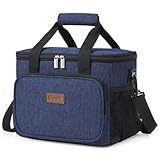 Lifewit 15L 24 Dosen Kühltasche klein unterwegs, Isolierte Cooler Bag Lunchtasche faltbar für Herren und Damen, wasserdichte Thermotasche Umhänge für Essen, Bier, Arbeit, Strand, Reise, Dunkelblau