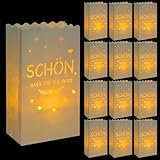 BETESSIN 12pcs Lichttüten Kerzentüten Papier Schön DASS du da bist Papiertüten für Kerzen Weiß Candle Bags Weihnachten Taufe Kommunion Tischdeko Kerzen Deko für Kerzen Teelichter 15x9x26cm