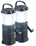 Semptec Urban Survival Technology Kurbelleuchte: 2er-Set LED-Camping-Laternen, Laden per Dynamo, Solar und USB (Kurbellaterne, LED Kurbellaterne, solare Lampen)