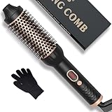 Dual PTC Thermal Brush Warmluftbürste 38 mm,Haarstyling Lockenbürste, Volumen Haar Kamm Rundbürste,Hot Brush LCD-Anzeige 120-210℃,Dual Spannung Stylingbürsten für Reise, Geschenke für Frauen