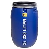 plasteo® 220 Liter Weithalsfass mit Deckel und Spannring,...