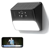 Cinnado Überwachungskamera Aussen Akku Solar - 2K Kabellose WLAN Kamera Überwachung Außen, Aussenleuchte mit Kamera, Outdoor Camera mit PIR Bewegungsmelder, Farbe Nachtsicht,IP65,kompatibel mit Alexa