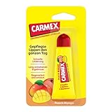 Carmex Classic Lippenbalsam Tube Peach Mango - der original medizinische Lippenbalsam – feuchtigkeitsspendend, schützend und beruhigend für trockene und rissige Lippen