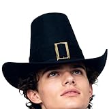 Pilgerhut Für Kinder - Kopfbedeckung mit Goldener Schnalle - Retro Filzhut Accessoire für Kostüme,Für Damen Herren Jugendliche Erwachsene Schulaufführungen Cosplay Fotoshooting Partys Familienfeiern