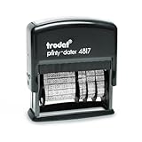 Trodat Printy 4817 Wortbandstempel mit Datum in Schwarz, 12 Office-Texte durch Drehen wechselbar, Deutsch, Schrifthöhe 3,8 mm, Abdruck 47x4 mm, Stempelkissen schwarz, selbstfärbend