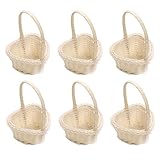 Vasemele 8 Stück Blumenkörbchen Hochzeit Kleiner Rattan Korb Weidenkorb mit Henkel Geflochtener Blumenkorb Mini Blumenkorb Streukörbchen Hochzeit Kleiner Korb mit Henkel Geschenkkorb Leer